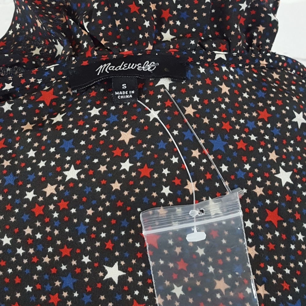 NEW! Madewell Starry Night Silk Ruffle Wrap Top… - Picture 8 of 8
